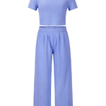 Simple Solid Color T-Shirt & Pants Two Pieces Set