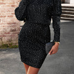 BE YOUR OWN SEQUIN TULLE LONG SLEEVE MINI DRESS - 4 COLORS