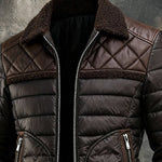 Mallory | Brown Quilted Jacket with Cozy Sherpa Collar