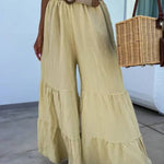 Casual elastic pants high waisted flared pants