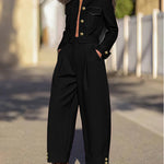 Long Sleeves Split-Joint Lapel Jackets&Coats Outerwear