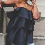 A-Line Loose Elasticity Layered Ruffled Solid Color Tube Vest Top