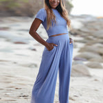 Simple Solid Color T-Shirt & Pants Two Pieces Set