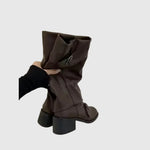 Bella | Platform Leather Boots with Straps
