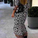 Basically Perfect Geometry Printed Long Sleeve Casual Maxi Dress