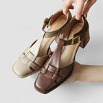Sophie | T-Strap Block Heels for Orthopedic Support