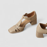 Sophie | T-Strap Block Heels for Orthopedic Support