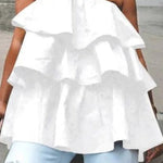 A-Line Loose Elasticity Layered Ruffled Solid Color Tube Vest Top