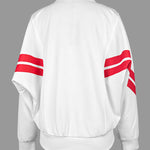 Long Sleeves Loose Split-Joint Striped Zipper Stand Collar Jackets Outerwear
