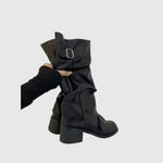 Bella | Platform Leather Boots with Straps