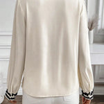 Beige Cute Flower Stand Neck Buttoned Shirt