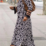 Basically Perfect Geometry Printed Long Sleeve Casual Maxi Dress