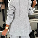 Bold Claim Sporty Patchwork Lapel Blazer and Elastic Waist Pocket Loose Pants Set