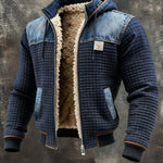 Marlee | Navy Quilted Jacket Featuring Denim Accents