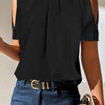 Black Split Sleeve Plain Top