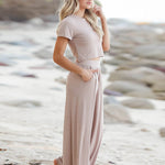 Simple Solid Color T-Shirt & Pants Two Pieces Set