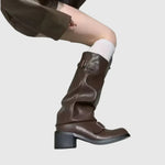 Bella | Platform Leather Boots with Straps