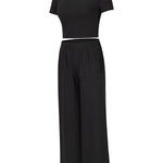 Simple Solid Color T-Shirt & Pants Two Pieces Set