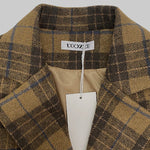 Plaid Split-Joint Lapel Jackets Woolen Coat