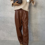 CAMEL LEATHER PANTS