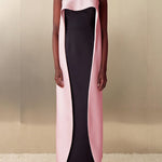 Loose Sleeveless Contrast Color Tube Maxi Dresses
