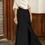 Half Sleeves Loose Asymmetric Contrast Color Pleated Split-Joint One-Shoulder Evening Dresses Maxi Dresses