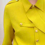 Long Sleeves Loose Asymmetric Buttoned Lapel Blouses&Shirts Tops