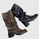 Bella | Platform Leather Boots with Straps