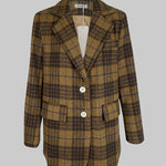 Plaid Split-Joint Lapel Jackets Woolen Coat