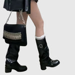 Bella | Platform Leather Boots with Straps