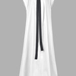 A-Line Loose Pleated Tied Round-Neck Midi Dresses