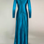 Solid Color Bodycon Long Sleeves Pleated  Split-Front Tied Waist Deep V-Neck Maxi Dresses