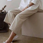 5 Colors Line Loose Casual Plus Size Wide-Leg Pants