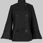 Flared Buttoned Solid Color High Neck Jackets&Coats Outerwear Woolen Coat