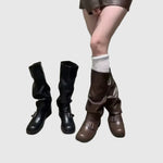 Bella | Platform Leather Boots with Straps