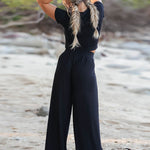 Simple Solid Color T-Shirt & Pants Two Pieces Set