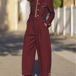 Long Sleeves Split-Joint Lapel Jackets&Coats Outerwear