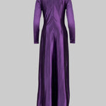 Solid Color Bodycon Long Sleeves Pleated  Split-Front Tied Waist Deep V-Neck Maxi Dresses