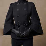 Flared Buttoned Solid Color High Neck Jackets&Coats Outerwear Woolen Coat
