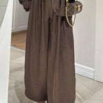 Brown Jacket + Drawstring Pants Casual Two-piece Suit
