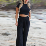 Simple Solid Color T-Shirt & Pants Two Pieces Set