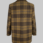 Plaid Split-Joint Lapel Jackets Woolen Coat