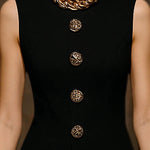 Sleeveless Buttoned Solid Color Round-Neck Vest Top