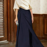 Half Sleeves Loose Asymmetric Contrast Color Pleated Split-Joint One-Shoulder Evening Dresses Maxi Dresses