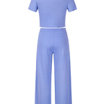 Simple Solid Color T-Shirt & Pants Two Pieces Set