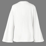 Flared Sleeves Long Sleeves Flower Print Round-neck T-Shirts Tops