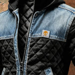 Lexi | Black Quilted Jacket Featuring Denim Accents