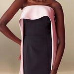 Loose Sleeveless Contrast Color Tube Maxi Dresses
