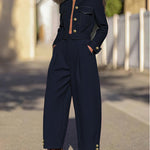Long Sleeves Split-Joint Lapel Jackets&Coats Outerwear