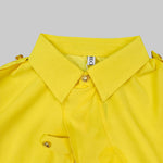 Long Sleeves Loose Asymmetric Buttoned Lapel Blouses&Shirts Tops